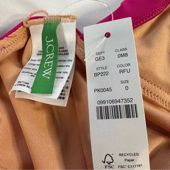 NWT J Crew Ruched Ruffle One Piece Swimsuit Pink Size 0 V Neck Barbie Bright - Picture 3 of 6